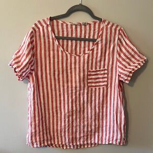 Christian Siriano Red and White Linen Top